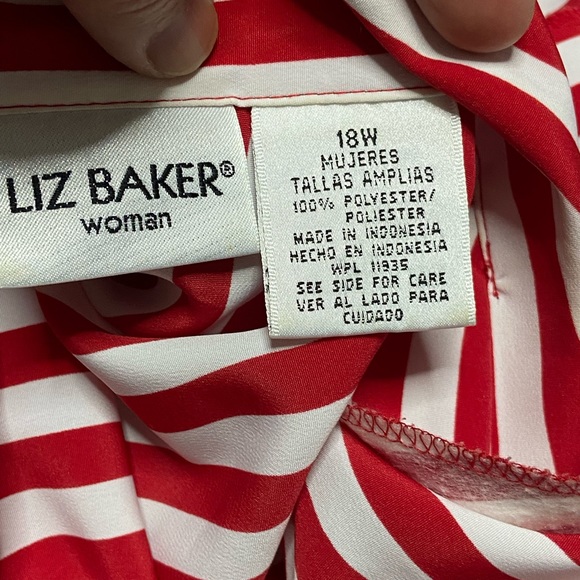 X- Red & White Vertical Stripe Button Front Shirt - Picture 3 of 4